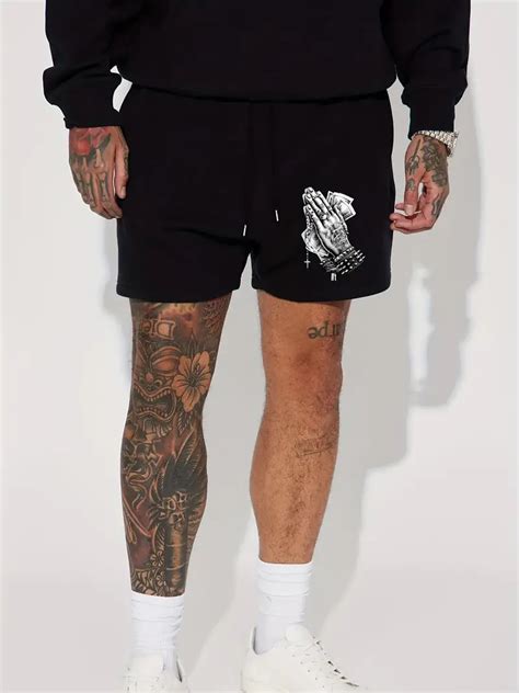 Mens Plus Size Streetwear Shorts Hands Element Graphic Temu Netherlands