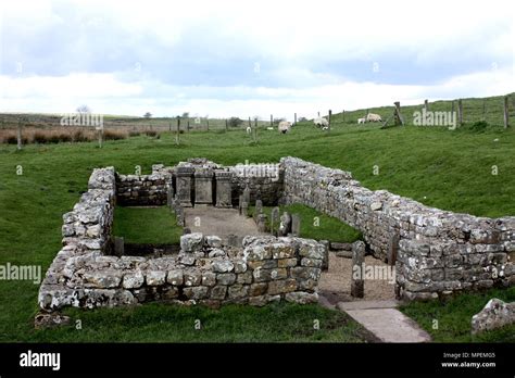 Temple Of Mithras Remains Near Hadrians Wall Hi Res Stock Photography