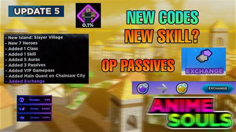 UPDATE 5 NEW CODES New Op Passives And More Anime Souls Simulator