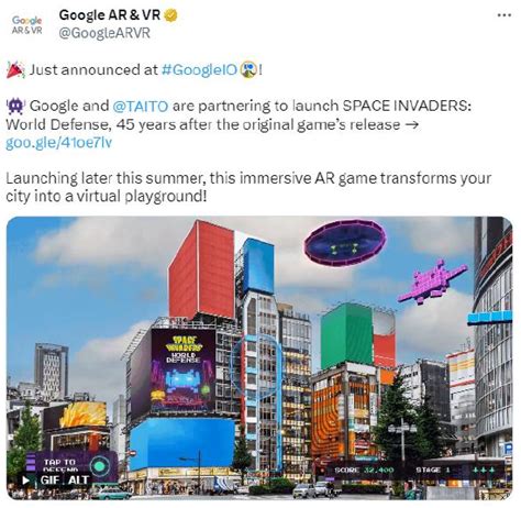 谷歌与 Taito 合作开发 AR 版太空侵略者 搞趣网