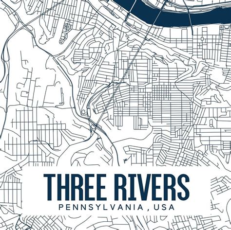 Pittsburgh Three Rivers Printable Map Three Rivers Map Three - Etsy