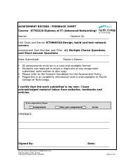 Ictnwk Assessment Mcqs And Saqs Doc Assessment Record