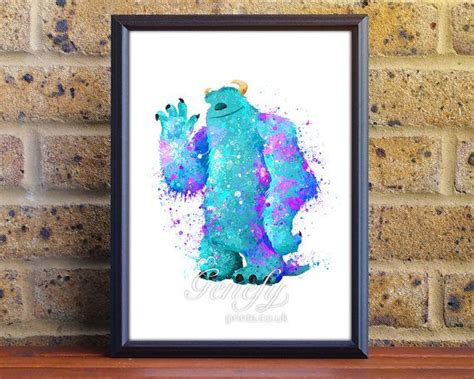 Disney Pixar Monsters Inc Sully Watercolor Poster Print Watercolor