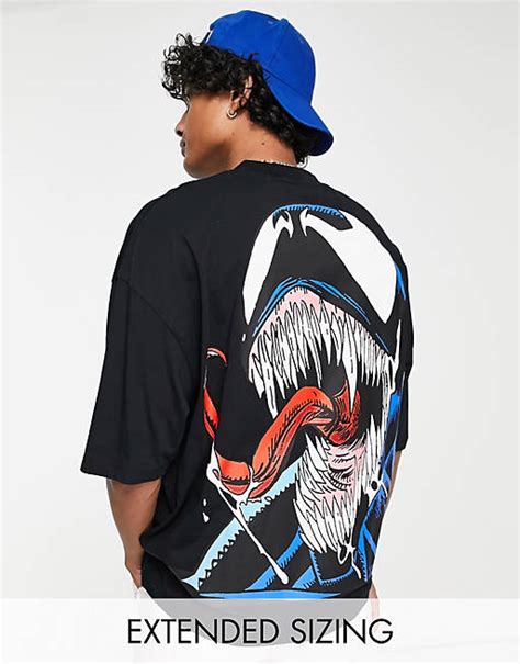 Asos Design Oversized T Shirt With Venom Print In Black Asos