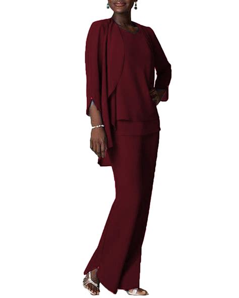 Fitty Lell Women S Chiffon Formal Pant Suits For Mother Groom Dress