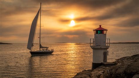 Fonds D Ecran Su De Phares A Voile Levers Et Couchers De Soleil Yacht