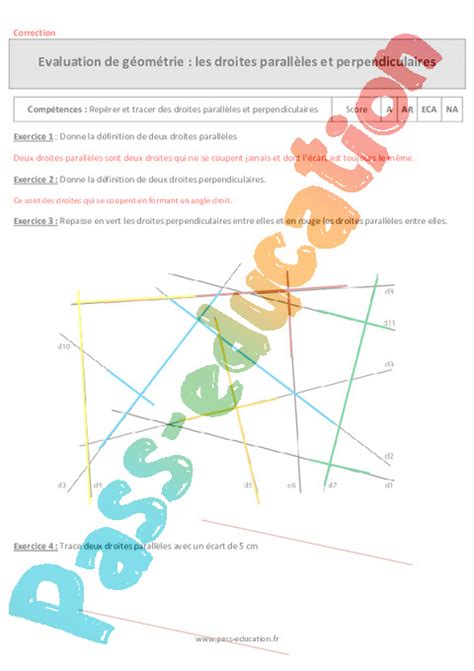 Droites Parall Les Et Perpendiculaires Cm Evaluation Bilan Pdf