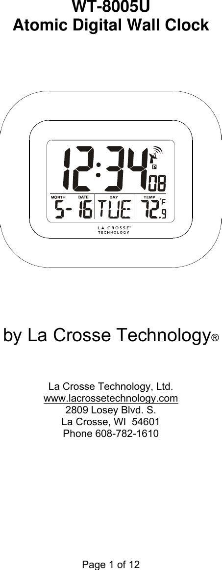 La Crosse Technology Atomic Clock Manual La Crosse Technology C86224