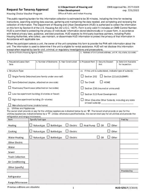 Fillable Online Request For Tenancy Approval Rfta Packet Instruction