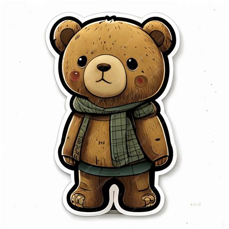 Premium Ai Image There Is A Sticker Of A Brown Bear Wearing A Scarf Generative Ai