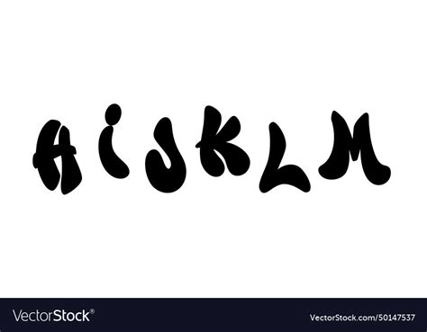 Handwritten Graffiti Font Alphabet In Black Over Vector Image