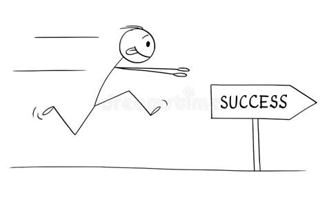 Person Or Businessman Running For Success Vector Cartoon Stick Figure