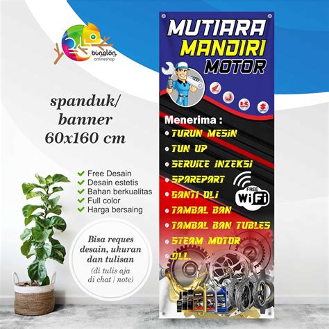 Jual Spanduk Banner 60x160 Cm Bengkel Motor Mobil Bisa Reques Desain