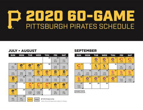 Pittsburgh Pirates Announce 60 Game 2020 Season Schedule