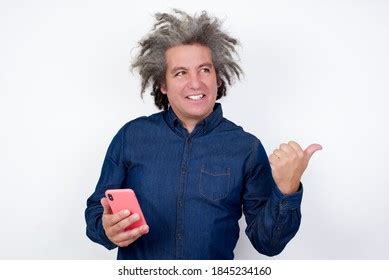 Portrait Handsome Mature Caucasian Man Afro Stock Photo 1845234160