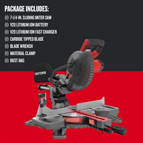 V20* Cordless 7-1/4-in Sliding Miter Saw Kit (1 Battery) | CRAFTSMAN