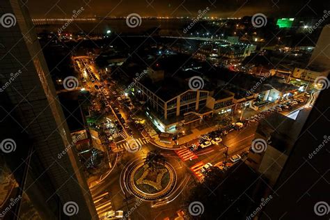 Praia Do Canto Vitoria At Night Editorial Image Image Of Shops Praia