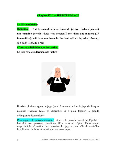 Intro Au Droit Cours 8 La Jurisprudence Catherine Malecki Cours D