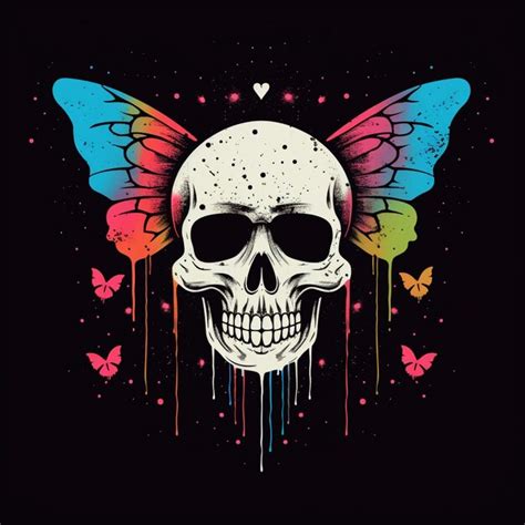 Premium Photo A Skull With Butterfly Wings And A Heart On It