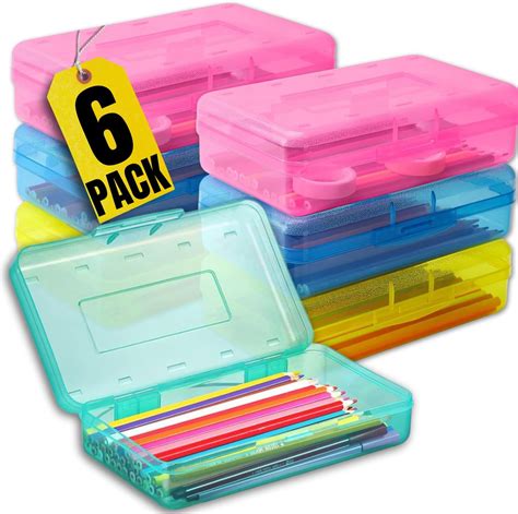 1intheoffice Pencil Box Colored Large Capacity Plastic