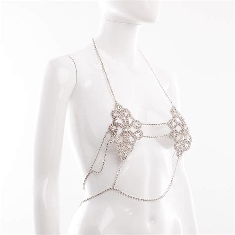 Rhinestone Sexy Metal Chain Hollow Out Party Crop Tops Power Day Sale