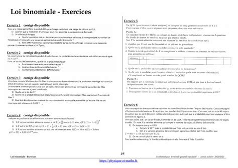 Pdf Terminale G N Rale Loi Binomiale Exercices Dokumen Tips