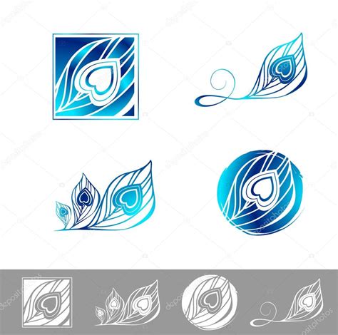 Peacock Feather Logo Design Set Stock Vector Image By ©s Razvodovskij