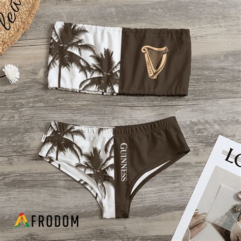 Guinness Beer Coconut Trees Women S Strapless Bandeau Bikini Swimsuit