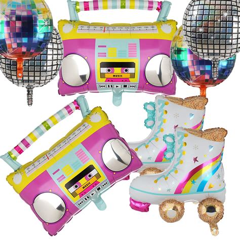 Pi Ces S S Annee Deco Ballons Arc En Ciel Radio Boombox R Tro