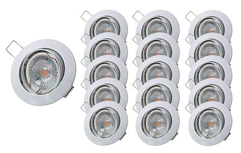 Lot De 15 Spot Led 7w Ronde Blanc Orientable Blanc Neutre 38° Angle