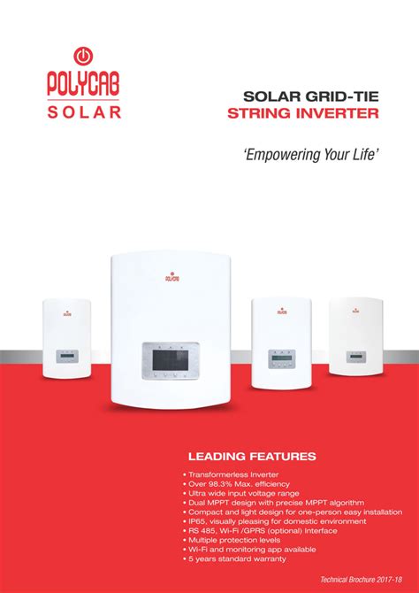 Polycab Solar Grid Tied Inverters Model Psis Psit At Best