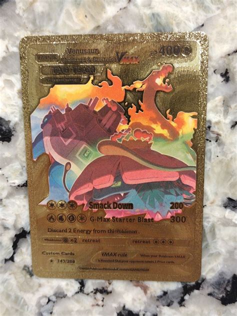 Mavin Charizard Blastoise Venusaur Gold Foil Pokemon Card Vmax Fan Art