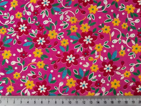 Chita Pink Floral Bordô amarelo Retalho Elo7