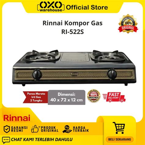 Jual Rinnai Kompor Gas Ri 522s 2 Tungku Anti Karat Garansi Resmi