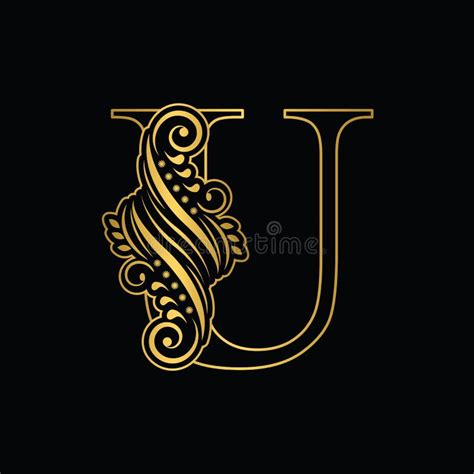 Gold Letter U Initial Letters Alphabet Stock Vector Illustration