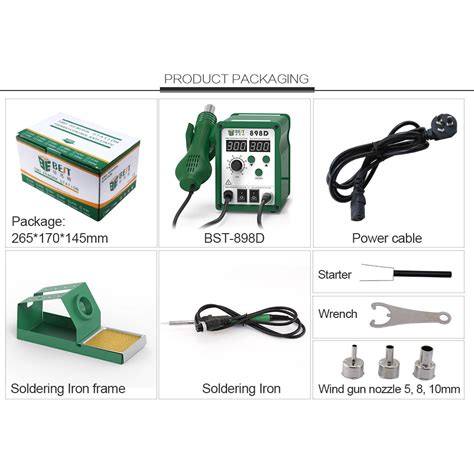 BST D In Digital ESD Hot Air Gun Soldering Station Welding Solder Iron For IC SMD