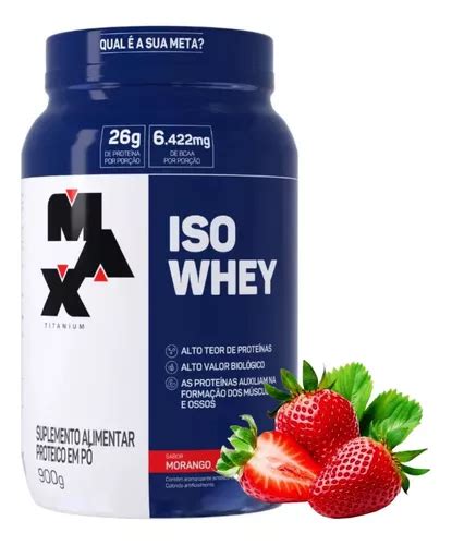 Whey Isolado Max 900g Proteína 100 Isolada Sabor Morango Frete Grátis