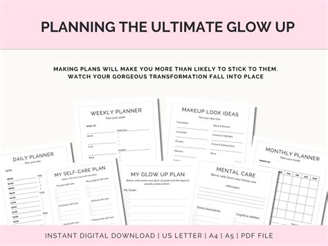 Glow up Planner, Glow up Guide, Glow up Tracker, Glow up Journal, Glow ...