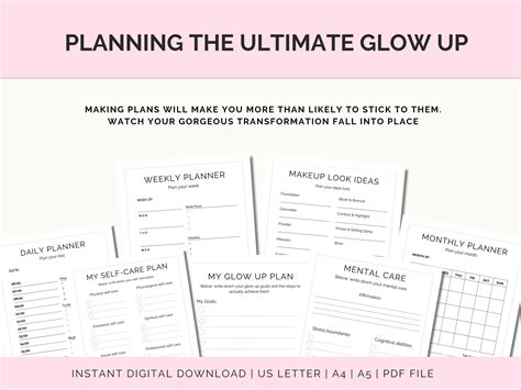 Glow Up Planner Glow Up Guide Glow Up Tracker Glow Up Journal Glow Up Digital Planner Glow