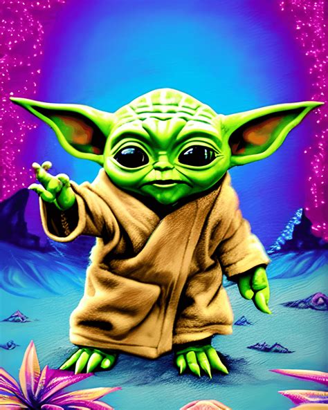 Fantasy Art Baby Yoda In Luau Creative Fabrica