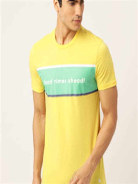 Buy United Colors Of Benetton Men Yellow And Green Colourblocked Round Neck T Shirt Tshirts For