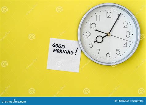 Classic Wall Clock With Good Morning Note Stock Image Image Of Morning Note 148837551