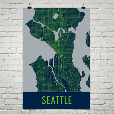 Seattle Map Seattle Art Seattle Print Seattle WA Art | Etsy