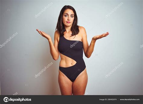 Beautiful Woman Wearing Bikini Swimwear White Isolated Background