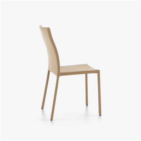 Chaises Bridges Tabourets Slim Chair Chaise Cuir Beige Ligne Roset