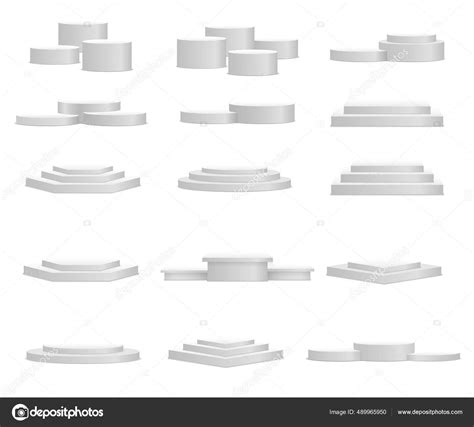 White 3d Podium Pedestal Platform Stand Stage Stock Vector By