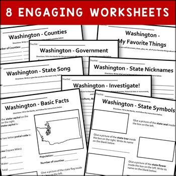 Washington State Worksheets By Knowledge Box Central Tpt