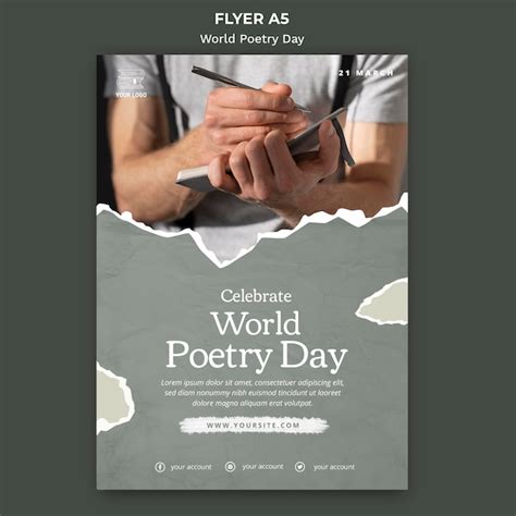 Free Psd World Poetry Day Event Flyer Template With Photo