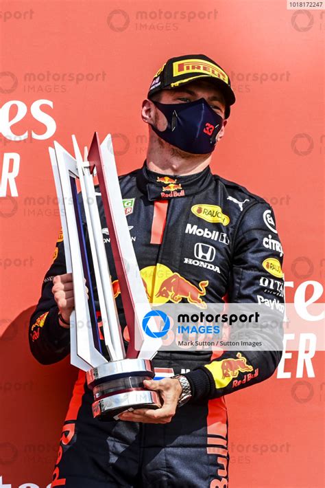 Race Winner Max Verstappen Red Bull Racing Celebrates On The Podium