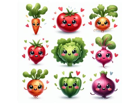 Cute Happy Vegetable Characters Graphic By Ai Illustration And Graphics · Creative Fabrica